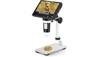 Ninyoon Microscopio digitale DM4 con schermo LCD da 4,3 pollici, microscopio per monete 50-1000X per monete di errore, lente d'ingrandimento USB con supporto alto 8 luci LED regolabili per Windows