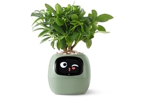 PLANTSIO Smart pet Planter Robot Guidance on Plant Care with Emojis, Adorable Plant Companion with Rich Gesture Interaction, Neat Desk Setup Gift (Green)