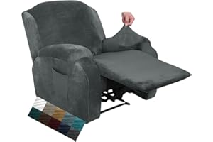 NC CHELZEN Copridivano Elasticizzato reclinabile in velluto Salvadivano Copripoltrona (Grigio)