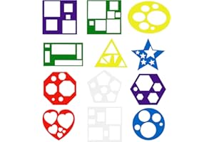 Larrel Lot de 12 Pochoirs de Formes Géométriques pour Enfants, 13 x 13 cm Ensemble de Pochoirs de Dessin Outils d'Apprentissage Colorés Pochoirs Réutilisables en Plastique pour Dessin DIY Artisanat