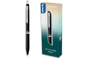 PILOT - Stylo bille premium Acro 1000 Noir en coffret cadeau - Encre ultra douce pour une fluidité d’écriture inégalée - Stylo bille rechargeable et rétractable - Encre noire - Pointe moyenne