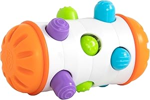 Fat Brain Toys Rolio – sensoryczna zabawka brzuszna i grzechotka dla dzieci od 6 miesięcy