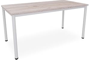 DILA GMBH Schreibtisch Verschiedene Größen und Farben, Konferenztisch graues Metallgestell, Stabiler Besprechungstisch Arbeitstisch, Bürotisch hauseigene Fertigung (B: 160 cm x T: 80 cm, Eiche modern)