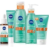 Sivilve Karşıtı Cilt Bakım Seti, Derma Skin Clear Serum,Y&uuml;z Temizleme Jeli,Tonik,Peeling,Gece Kremi