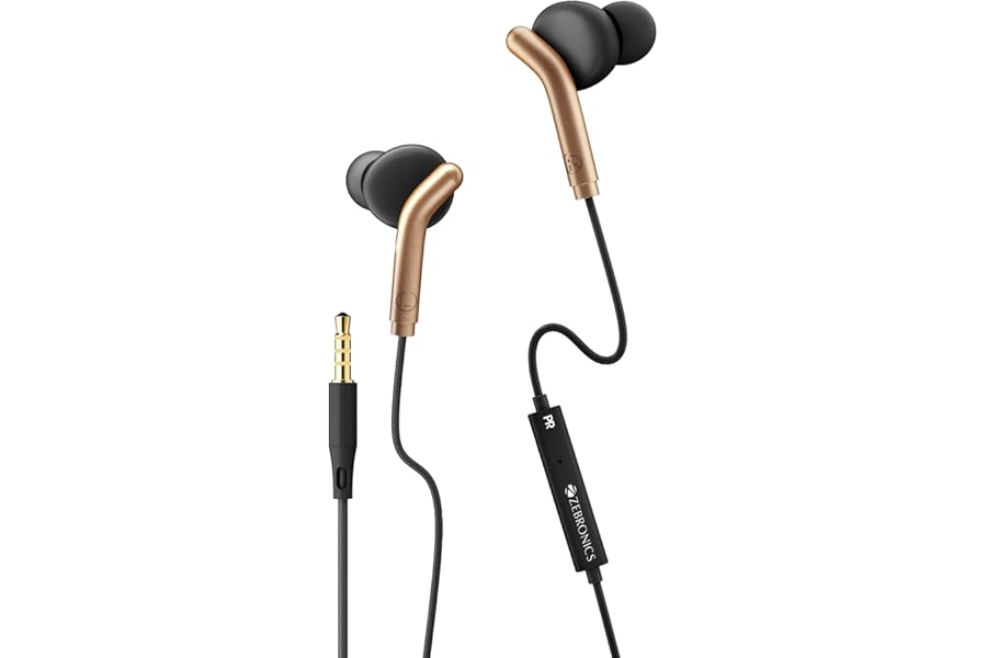 ZEBRONICS Bro 3.5Mm Wired in Ear Earphones, in-Line Mic, Deep Bass, 1.2M Strong and Long Lasting Cable, Light Weight, Compati