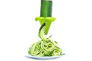 Joie Veggie Spiralizer – Compact Vegetable Spiralizer for Zoodles & Curly Fries, BPA-Free & Stainless Steel Blades, Green