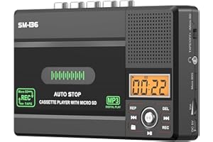 SEMIER Portable Cassette Tape Player Recorder, Small Audio Cassette to Digital Converter via USB C or SD Card, LCD Dispaly, Build-in Microphone, Headphone Jack, Speaker, 16GB SD Card