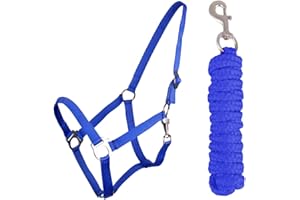 QHP B.V. QHP Halfter-Set Beginner Halfter + Führstrick Heavy Karabinerhaken (Minishetty, Kobaltblau)