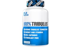 Evlution Nutrition 100% Pure Tribulus Terrestris Extract - Maximum Potency 90% Steroidal Saponins, Testosterone Booster and Estrogen Blocker Support - 60 Capsules