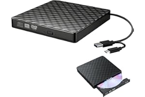 CVMGO External CD DVD Drive for Laptop USB 3.0 and Type-C 3.1 Interface Mobile Burner Portable CD DVD +/-Rw Drive Reader Slim Optical DVD Drive for Laptop Desktop PC Windows 11/10/8/8 MacBook Mac OS Linux
