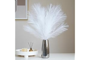 LARBER 20PCS Artificial Pampas Grass Faux Boho White Pampas Grass DIY Pampas Decor Dried Pampas Bouquet Flowers for Living Room Bedroom Crafts Office Kitchen Table Decor Boho Home Wedding Decoration,18"/46cm