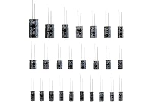 Fasizi 25Valori 16V 25V 50V 1uF a 2200uF Condensatori elettrolitici Assortimento Kit Set Nero - 125PCS