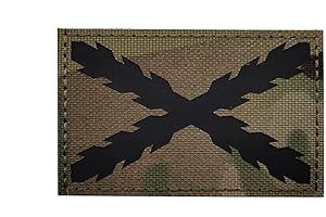 Ohrong España Parche táctico reflectante de bandera del Tercio Morados Viejos, uniforme de ejército militar español, emblemas de España (CP, reflectante)