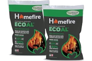 Homefire Ecoal Smokeless Coal for Open Fires and Multi-fuel Stoves, 10 kg (Pack of 2)