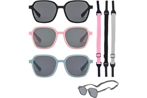 BSITSSS 3 PCS Lunettes de Soleil Enfant élastique Réglable, Polarisées Lunette de Soleil Garçons et Filles pour 2-12 Ans Enfant