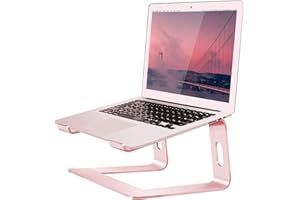 Orionstar Support Ordinateur Portable, Support PC Portable Bureau Ergonomique, Support Macbook Pro Air, Rehausseur Ordinateur Portable Ventilé pour Dell Apple Laptops Tablettes 10"-15,6" (Rose)