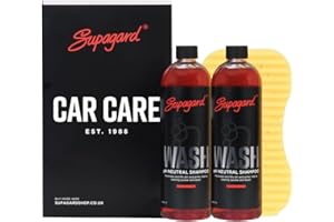 Supagard Premium pH Neutral Car Wash Shampoo Pack (2 x 500ml) – Highly Concentrated, Bio-Degradable Formula for Streak-Free, Glossy Finish – Includes Ridgeback Sponge