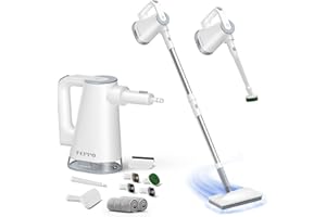 FEPPO Steam Mop with Detachable Handheld Steam Cleaner for Home and Floor Cleaning, 15s Fast Heat-Up, 230°F Powerful 10-in-1 Multi-Purpose Steamer for Floors, Tiles, Hardwood, Carpet, Windows, Kitchen