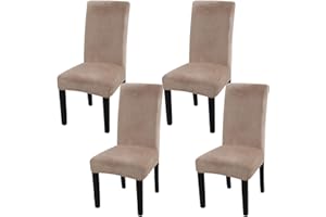 Fuloon Velvet Dining Chair Slipcovers Stretch Chair Covers Washable Dining Chair Soft Plush Cover Removable Seat Slipcover Set of 4