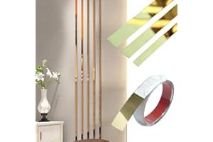 JEWELTH 16FT/5M Gold Metalized Wall Trim Molding Peel & Stick, Stainless Steel Self Adhesive Gold Mirror Trim for Wall, Ceiling, Cabinet, Door Frame Moulding (5CM, Gold)