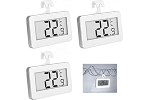 ZESCYHA 3 Pièces Thermomètre Numérique pour Réfrigérateur et Congélateur Digital LCD, Mini Thermometre Frigoavec Crochet et Affichage Facile à Lire, Idéal pour Cuisine Plage de Température 20°C à 50°C