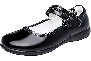 rismart Niñas Inteligente Bucle De Gancho Vestido De Escuela Charol Zapatos De Vestir