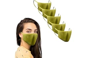 KUNSTIFY Stoffmaske farbig Mund-Nasen-Schutz Behelfsmasken 5 Stück waschbar wiederverwendbar schwarz Baumwolle Damen Herren Tröpchen Schutz Staub resistent gegen Speichel, zum Bügeln Staubschutzmaske