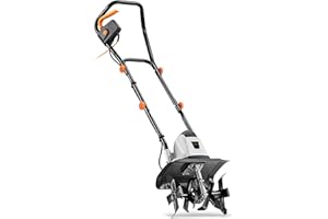 VonHaus Electric Tiller Corded – Garden Soil Cultivator/Rotavator – 1050W Motor, 32cm Working Width, 22cm Tilling Depth, 4 Steel Blades, 10m Cable, Brake Button, Foldable Frame