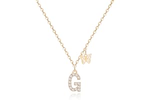 MJARTORIA Initial Necklace A to Z Gold Capital Letter Necklaces with Crystals Butterfly Pendant for Women Girl