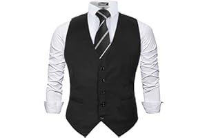 Alizeal Mens Classic Solid Color Business Suit Vest Regular Fit Tuxedo Waistcoat