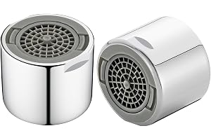 2 stycken FM22 (22 mm) strålregulator av mässing, kranfäste | Justerbar vattenutloppsvinkel, tyst pelarvatten, mjuk vattenstråle, avtagbar vattenkran sil