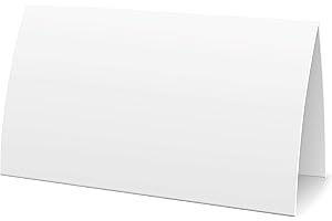 ‎CLEVER POOL Extra große bedruckbare Namensschilder Tischkarten weiß blanko, 60 Platzkarten neutral 11,5 x 5,5cm, Tischkärtchen Klappkarten Namenskärtchen Platzkärtchen (60)