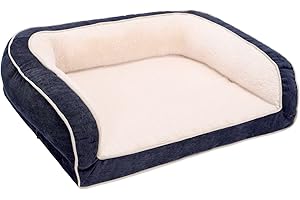 EMME Duże legowisko dla psa, 91,5 x 71 x 23 cm, duża, nadająca się do prania, ortopedyczna pianka w kształcie jajka, średnie, przytulna, miękka kanapa dla psa, sofa, łóżko, ciepła, zdejmowana narzuta