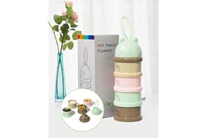 DOLI YEARNING Infant&Baby Milk Powder Dispenser with 4 Separate Twist-Lock compartments,Portable with Silicone Handle Good for Travel and Outdoor Activities, BPA Free - Green