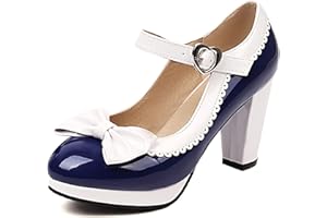 CuteFlats Sweet Round Toe Mary Janes with Low Platforms and Block Heel for Women