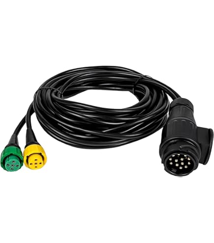Câble Spirale électrique 3,8 M - Adaptateur 15 Broches Vers 2 X 7 Broches N/S - 24V - Pour Camions, Remorques