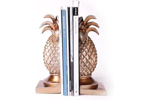 ‎HAUCOZE HAUCOZE Pineapple Bookends Modern Sculptures Arts Table Decor Gift Polyresin Gold 26 cm