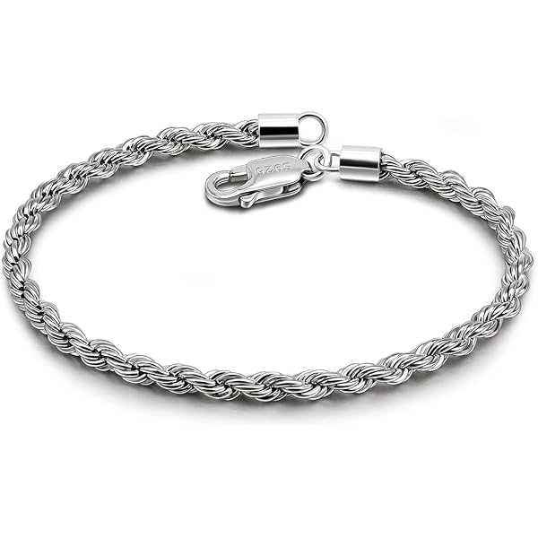 LES POULETTES BIJOUX Bracciale Argento 925 - Maglia A Corda 2mm, Gioiello Artigianale Con Cofanetto