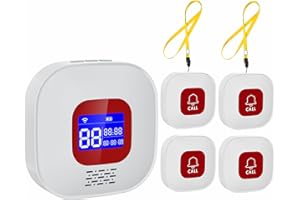 CHATTHEN Boton Emergencia Ancianos, WiFi Alarma Personal, 1 Receptor y 4 Botones de Pánico SOS, Compatible con Tuya Smart/Smart Life App (Sólo Soporta Wi-Fi 2.4GHz)