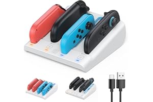 [Compatible avec Switch 1/2] Chargeur Manette pour Switch 2/Switch 1/Switch OLED, FASTSNAIL Chargeur Compatible avec Nintendo Switch 2 pour Joycon 2, Accessoires pour Switch(Blanc)