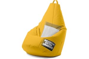 Avalon - Nuovo Pouf Poltrona Sacco Grande L Pera Jive, Puffo per Sedersi Ergonomico, Pouf a Sacco in Tessuto Antistrappo e Impermeabile, Poltrona a Sacco Moderna, Made in Italy(70x130cm-Giallo Limone)