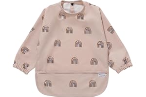 Yiupea Babero con Mangas Largas - Lavable a Máquina y Resistente al Agua 6-24 Meses para Baby Led Weaning, Babero Cubrepañal para la Alimentación del Bebé