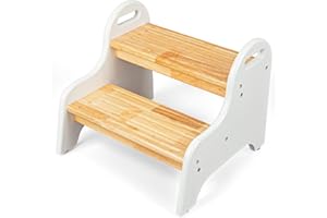 StrongTek Kids 2 Step Stool, Rubber Wood Step for Children, Safe & Sturdy, Ideal for Bathroom, Kitchen, Home Use, Durable, Non-Slip, Child Safety, Foot Stool, Toddler Step Stool, Easy to Clean