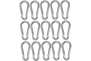 Shentian 15 ganchos de mosquetón de 4 x 40 mm, de acero galvanizado