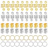 120 Pieces Aluminum Hair Coil Dreadlocks Hair Braid Rings Dreadlocks Metal Hair Cuffs Hair Braiding Beads for Hair Accessory (Gold and Silver)