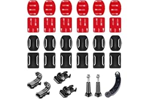 YEHOLDING Fixations Adhésives Incurvées et Plates, Adhésifs Double Face 3M,Base du Bras d'extension du Casque, Support J-Hook, Compatible avec GoPro,Insta360, DJI Action et Autres Caméras de Sport