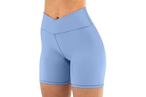 Friptspyg Mujer Pantalones Cortos de Gimnasia para V Cross Cintura Alta Ciclismo Yoga Booty Scrunch Butt Lift Fitness Entrenamiento Deporte Correr Pantalones Cortos