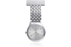 TALNITE Nurse Fob Watch with Glow in The Dark Quartz Movement,Stainless Steel Adjustable Date Clip-on Pocket Watch for Doctors,Paramedics,and Medical Professionals,Water Resistant Hanging Lapel Pin