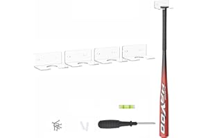 Sezanrpt Clear Baseball Softball Display Holder, Acrylic Bat Holder Wall Mounting, Acrylic Display Rack for Baseball Bat Hanging, 4 Pack