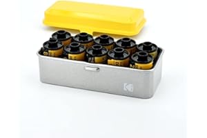 KODAK Film Case Estuche de película 120/135-para 8 Rollos de 120 películas / 10 Rollos de películas de 35 mm-Caja de Acero Retro para clasificar y Proteger la película (Amarilla)(película no incluida)
